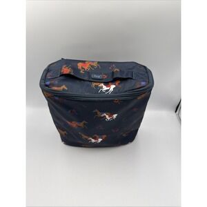 NWOT - LUG -Dolly Horse Print Toiletry Bag Lined For Easy Cleaning Navy blue